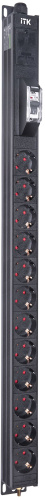 ITK BASE PDU вертикальный PV0111 18U 1 фаза 16А 12 розеток SCHUKO (немецкий стандарт) кабель 2,6м вилка SCHUKO (немецкий стандарт)