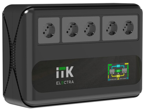 ITK ELECTRA LT5 ИБП Линейно-интерактивный 1кВА/0,6кВт однофазный с LCD дисплеем с АКБ 1х9AH 5 розеток Schuko