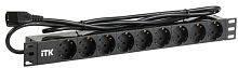 ITK PDU 9 розеток DIN49440 (нем. станд.) 1U, шнур 2м вилка IEC 320 C14, профиль из ПВХ, черный