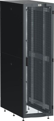 ITK LINEA S Шкаф серверный 19" 48U 600х1200мм передняя дверь двухстворчатая перфорированная задняя дверь перфорированная черный RAL 9005