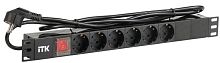 ITK PDU 6 розеток DIN49440 (нем. станд.) с LED выключателем, 1U, шнур 2м вилка DIN49441 (нем. станд.), профиль из ПВХ, черный